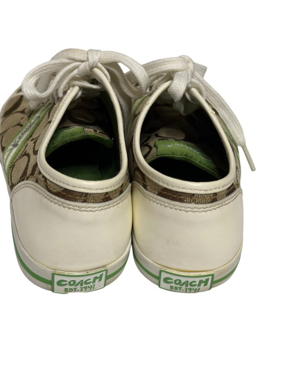 Coach Folly Signature Womens Sneakers Canvas Logo Tan Grass White 6 - Picture 6 of 10